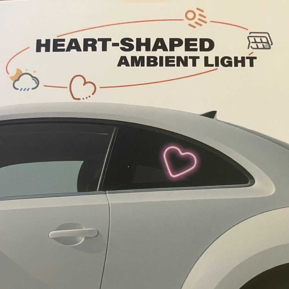 New RoHS Neon Light Pink Solar For Car Window Heart-Shaped PK of 1